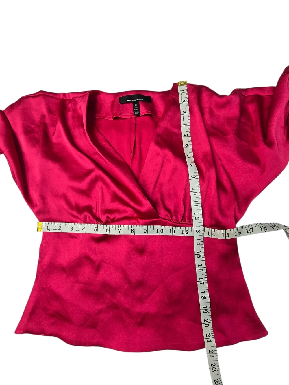 White House Black Market Hollywood Pink Long Sleeve V-Neck Empire Waist Blouse - Picture 5 of 5